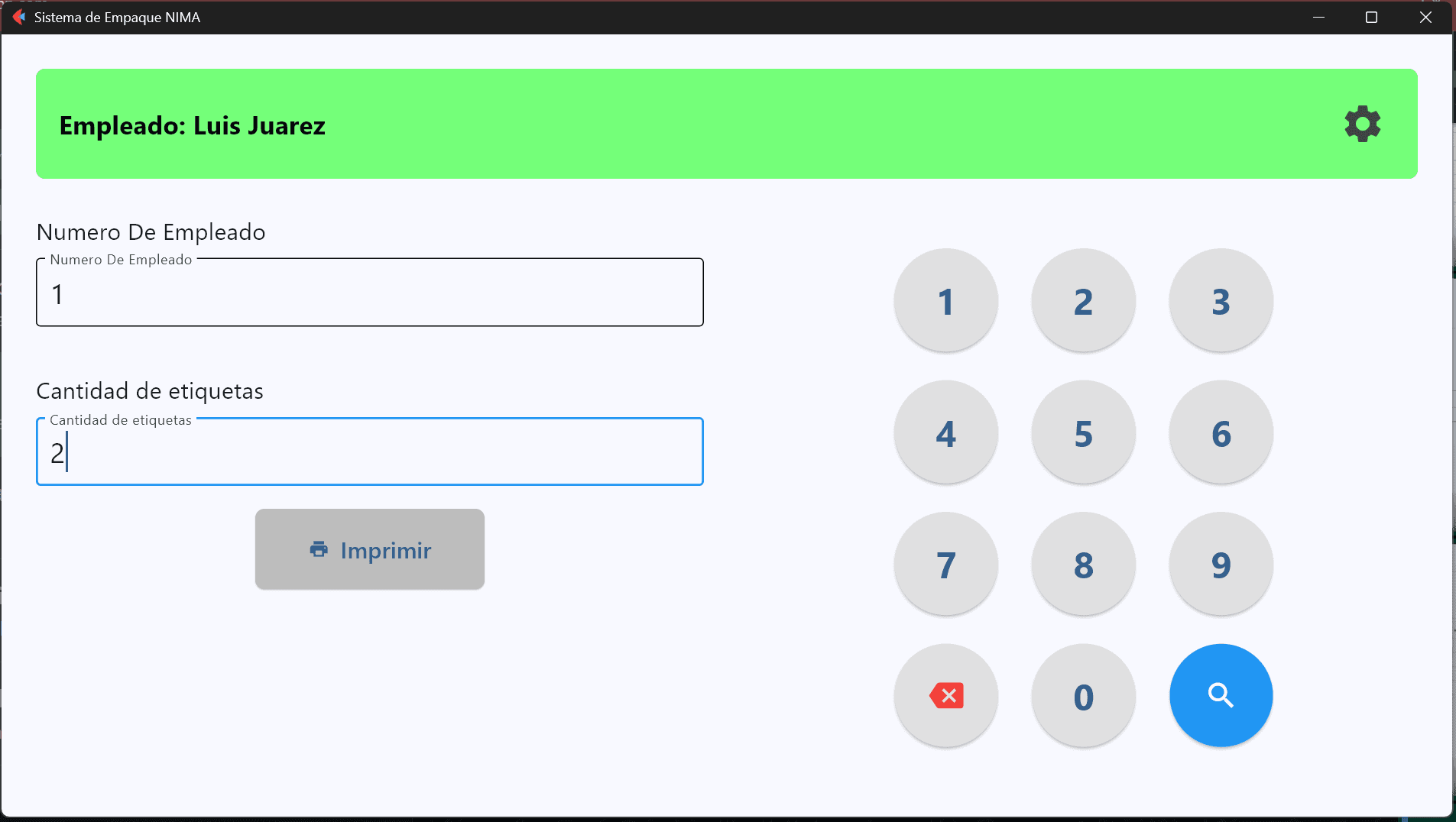 Label printing and barcode scanning interface