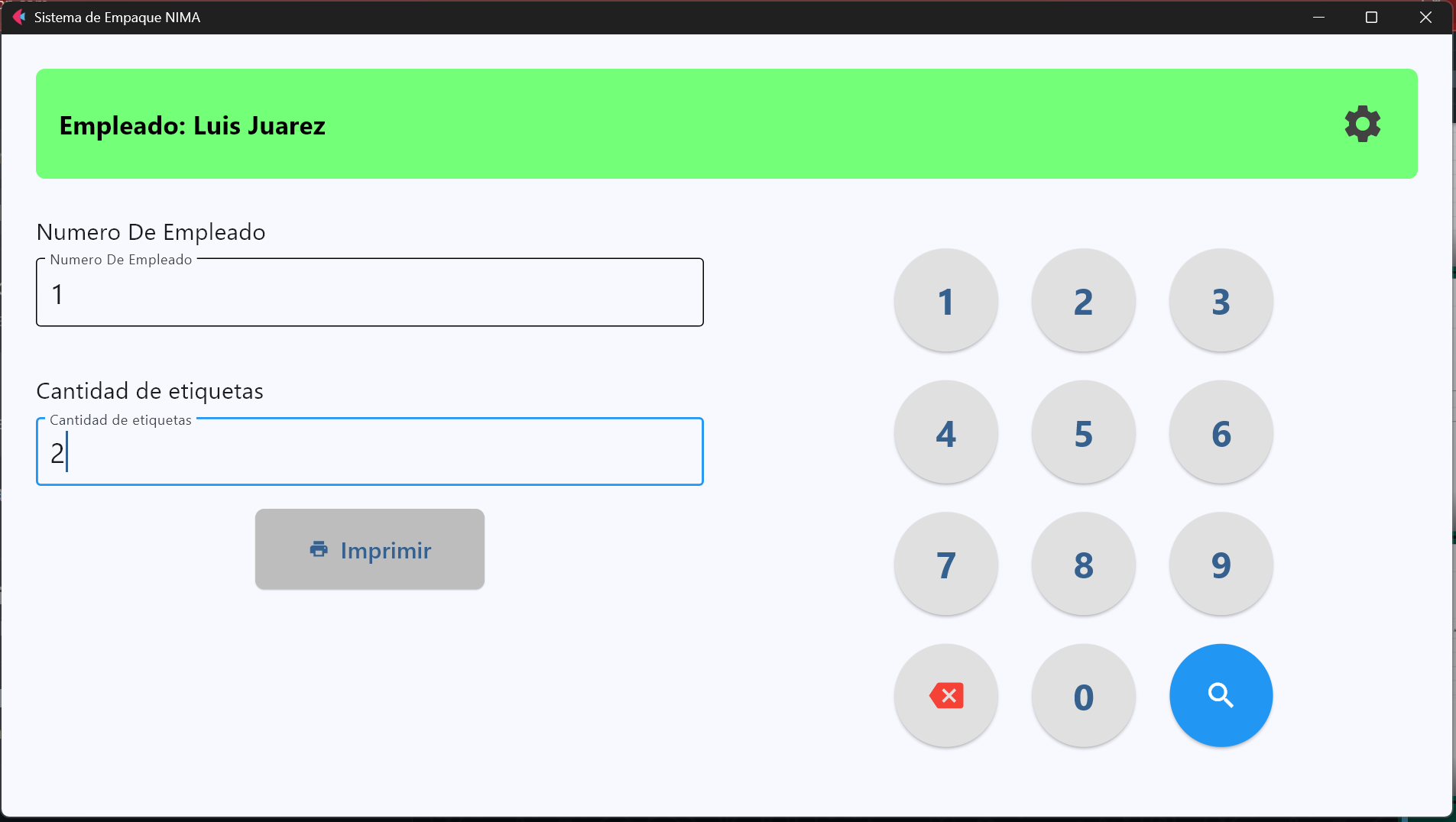 Label printing and barcode scanning interface